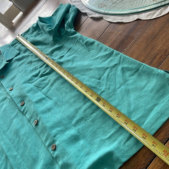 Tommy Bahama Short Sleeve Silk Button Up Silk Green Tropical Isle Shirt sz Large - Picture 7 of 15